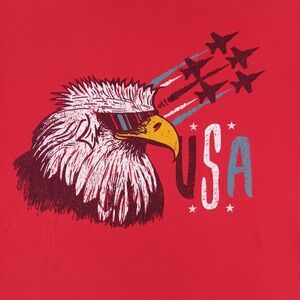 Delta Pro Weight Mens USA Eagle Graphic T-Shirt Red XL Patriotic Fighter Jets
